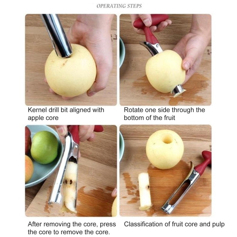Apple Corer Slicer - Coupe-noyau de pomme en acier inoxydable,